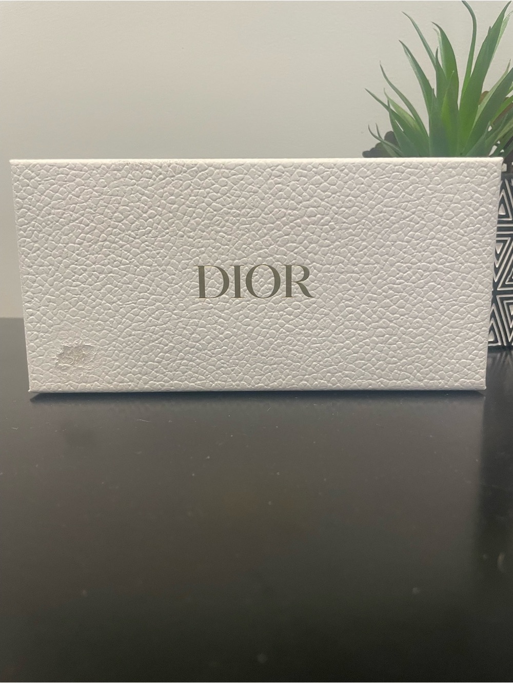 Dior White Textured Box with Gold Logo Center